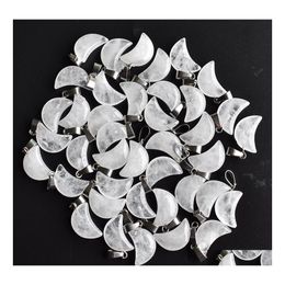 Charms Natural Stone White Crystal Crescent Moon Shape Pendants For Jewellery Making Diy Earrings Necklace Drop Delivery Findings Compo Dhilt