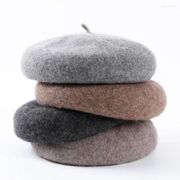 Berets 4pcs/lot Wool Beret Female Winter Hats For Women Flat Cap Knit Cashmere Lady Girl Bone Tocas Painter Hat