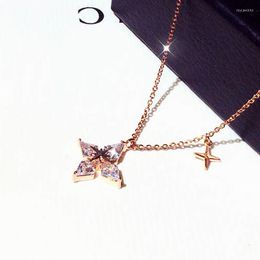 Chains 2023 Fashion Temperament Women Necklace Exquisite Shine Zircon Flower Charm Clavicle Chain Wedding Party Jewellery