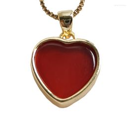 Chains Red Agatel Hearts Pendant Necklace Copper Alloy Plated 18K Gold Chain For Women Statement Fine Heart Jewellery