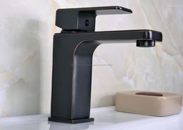 Bathroom Sink Faucets Black Oil Rubbed Brass Concise Faucet Finish Basin Single Handle Water Taps Nnf664