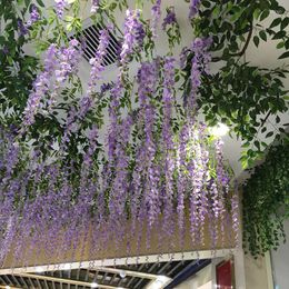 Decorative Flowers Artificial Wisteria Flower Garland Fake Hanging For Home Wedding Decor CANQ889