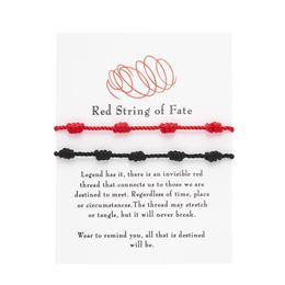 Charm Bracelets 7 Knots Red Black Set String Bracelet Protection Good Luck Amet For Success Prosperity Handmade Rope Lucky Bangles D Dh86V