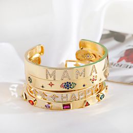 Bangle Luxury Zircon Crystal Hollow Gold Colour Bracelet For Women Classic Star Bracelets Mothers Day gift 230215