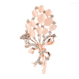 Brooches Opal Stone Flower Brooch Pin Beautiful Rhinestone Clothes Accessories Women's Corsage Birthday Gifts