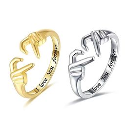 12Pcs Romantic Heart Hand Hug Fashion Ring For Women Couple Jewellery Punk Gesture Wedding Men Finger Accessories Gifts