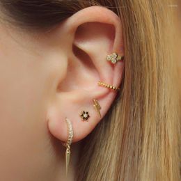 Hoop Earrings Fashion Drop Spike Hoops Earring Cz Dainty Gold Color Small Tiny Huggies Delicate Mini Simple Jewelry For Women