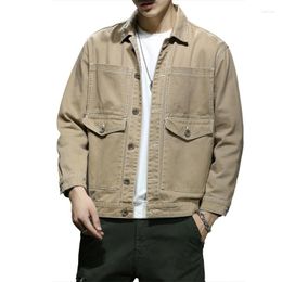 Men's Jackets Large Men's Denim Jacket Fashion Big Pocket Autumn Cotton Cargo Coat Loose Casual Clothing Plus Size 5XL 6XL 7XL