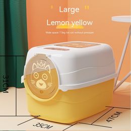 Other Cat Supplies Fully Enclosed Litter Box Splash-Proof Pet Cleaning Kitten Potty Toilet Plastic Tray Odor Isolation 230216