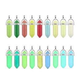 Charms Luminous Stone Hexagonal Column Chakra Healing Pendant Glow In Dark For Necklace Jewelry Accessories Drop Delivery Findings C Dhemz