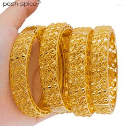 Bangle 4pcs Dubai Gold Color Bangles For Women Islam Middle East African Gifts Ethiopian Bracelets Wedding Jewelry