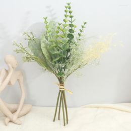 Decorative Flowers Artificial Plants Green Eucalyptus Branch For Garden Vase Home Christmas Wedding Party Decoration Plastic Faux Plant