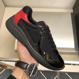 23S Luxury Men's Casual Sneaker Shoes American Cup Technical Fabric Black Red White Sneakers Shoe patent leather lace up outdoor runner trainers rubber sole 38-46