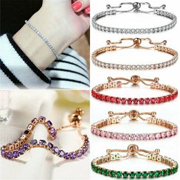 Colorful Diamond Bracelet Crystal Tennis Bracelets Fashion Jewelry Gift Adjustable