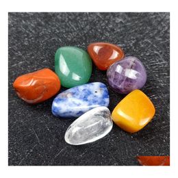 Stone 2Cm Irregar Seven Chakra Energy Combination Set Natural Healing Crystal Gemstone Ornaments Decoration Gifts Bag For Children D Dhe86