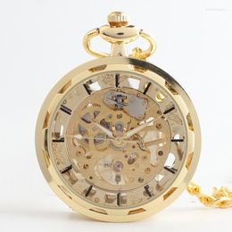 Pocket Watches Men Gold Watch Unisex Mechanical Hand-winding Xmas Gift #10711