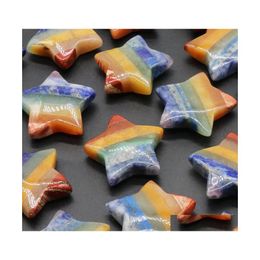 Stone 30Mm Rainbow 7 Chakra Carving Star Shape Crystal Healing Meditation Decoration Ornaments Crafts Gift Drop Delivery Jewelry Dharf