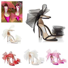 2023 Romantic Wedding Bridal Aveline Sandals Shoes Sexy Womens High Heels Mesh Bows Gladiator Sandalias Averly Stiletto-heel Dress Shoe Evening Lady Pumps