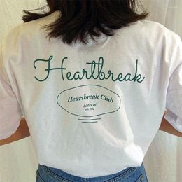 Women's T Shirts London Heartbreak Club Graphic Women Street Fashion Short Sleeve Loose Cotton Crewneck Tops Ins Aesthetic Tees