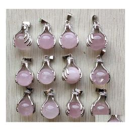 Charms Hand Hold Natural Rose Quartz Stone Charm Beads Pendants For Jewellery Making Drop Delivery Findings Components Dheiw