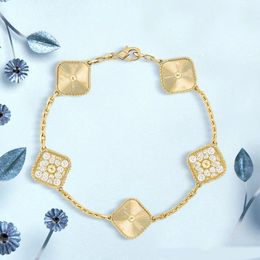 Chain fashion luxury brand designer women four leaf clover bracelet celebrity same style lady fashions 18K gold bracelet high quality Jewellery with box and stamp