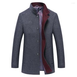 Men's Wool Brand Autumn Winter 42% Men Thick Coats Stand Collar Male Fashion Blend Jackets Outerwear Smart Casual Trench