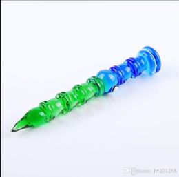 Blue and green bamboo pens glassware , Wholesale Glass Bongs, Oil Burner Glass Water Pipes, Smoke Pipe Accessories