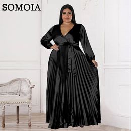 Plus size Dresses SOMOIA Women Plus Size Maxi Dresses Large Autumn Luxury Designer Elegant Abayas Long Muslim Evening Party Clothing 230216