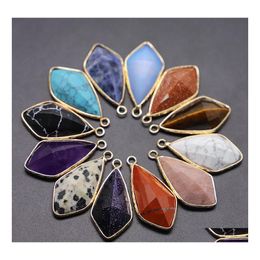 Charms Natural Stone Pendants Drop Shape Exquisite Opal Turquoise Agates Jewelry Making Diy Necklace Earrings Accessories Delivery F Dhemm