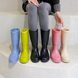 Boots Women High-end Waterproof Rain Women's Knee-length Fashion Rubber Girls' Shoes PVC