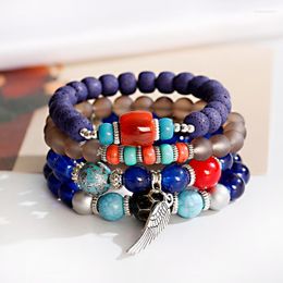 Strand 2023 Stone Beads Wrap Bracelets For Women Charm Wing & Bangles Set Boho Summer Pulseras Mujer Moda