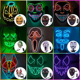Parti Maskeleri Cadılar Bayramı Karışık Renk Led maskeli Masquerade Neon E Işık Karanlık Korku Parlayan ER 230216