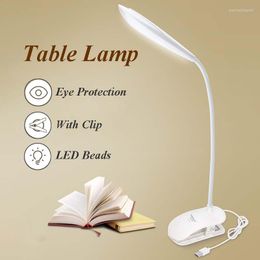 Table Lamps LED Desk Lamp USB Rechargeable Foldable With Clip Eye Protection Flexible For Bedside Study Reading Book Night Light
