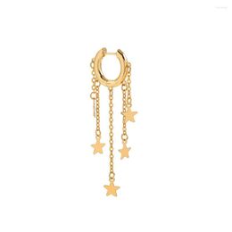 Hoop Earrings Simple Design Star Shape Tassel For Women Fashion Geometric Gold Color Copper Round Chunky Jewelry Gifts