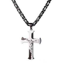 Chains Fitness Stainless Steel Vintage Runes Cross Pendant Hip Hop Men's Women's Necklace Jewellery With Byzantium Link Chain 18-40inch