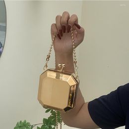 Evening Bags Luxury Gold Party Clutch For Women 2023 Trend Chain Shoulder Crossbody PVC Box Design Mini Purses And Handbags
