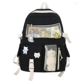 School Bags Japanese Style Cartoon Schoolbag Double Shoulder Bag With Zippers And Pockets For Teenage Girl Students Stationery Study