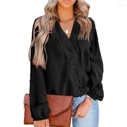 Women's T Shirts Chiffon Wool Ball Lace Shirt V-neck Top