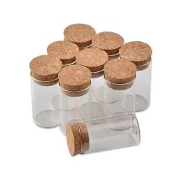 10ml Small Test Tube with Cork Stopper Glass Spice Bottles Container Jars 24*40mm DIY Craft Transparent Straight Glass Bottle Wholesale