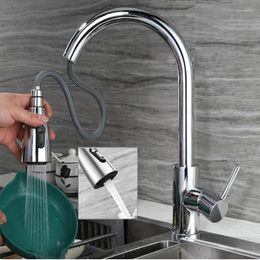 Kitchen Faucets Sink Faucet 304 Stainless Steel Double Outlet And Cold Pull Out Taps Water Mixer Tap Swivel 360