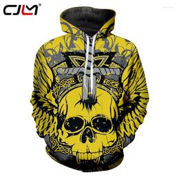 Men's Hoodies CJLM Yellow Men Casual Full Printing Hooded Pullovers 3D Print Cross Skull Sweatshirt Hoodie Plus Size 6XL Jacket Unisex