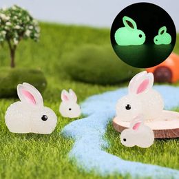 Miniature Rabbit Glowing Figurines Garden Fairy Decoration Luminous Cute Micro Landscape Accessories