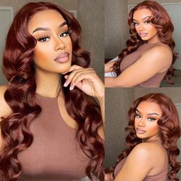 Reddish Brown 360 full lace wig Body Wave Lace Front Human Hair Wigs 13x4 cooper HD Transparent Lace Frontal Wigs Prepluck