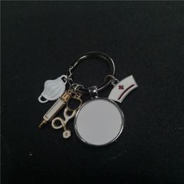 sublimation blank new keychains for Nurse's Day key ring heat transfer printing blank diy materials factory price