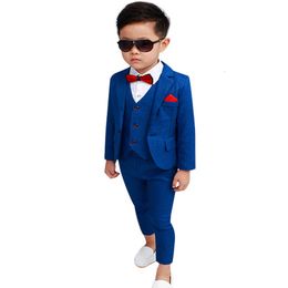 Suits Kids Formal Blazer Vest Pants Suits Sets Boys Wedding Party Prom Piano Performance Costume Children Tuxedo Dress L11 230216