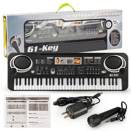 Drums Percussion 61 Keys Digital Music Electronic Keyboard Multifunctional Electric Piano with Microphone Function Musical Instrument for Kids 230216