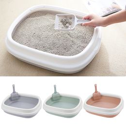 Other Cat Supplies Litter Box Pet Toilet Bedpan Kitten Dog Tray with Scoop 1 Set Excrement Training Sand Boxes Anti-Splash 230216