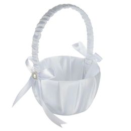 Wedding & Party Supplies White satin flower knot simple bride flower portable small flower basket wedding supplies EL40