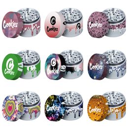 Cookies Pattern Aluminum Alloy Four-layer Smoke Dia 50mm Herb Grinder Pipe Accessories & Customized Logo Colorful Grinders Factory price