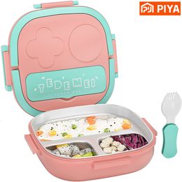Lunch Boxes 500ML Stainless Steel Bento Insulated For Kids Toddler Girls Metal Portion Sections Leakproof Container 230216